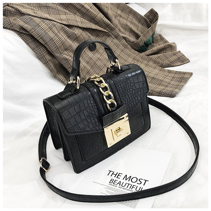 Sac à main designer pour femmes – Imprimé serpent avec fermeture à chaîne