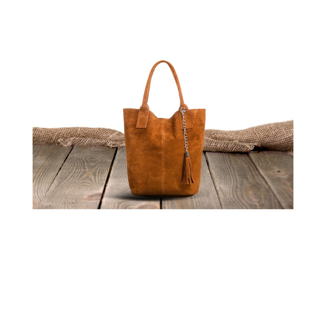 Sac à provisions en cuir italien - Fait à la main avec des accessoires en métal