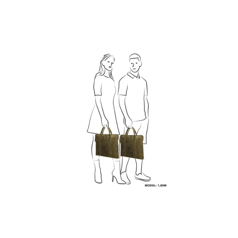 Sac d'affaires en cuir unisexe avec compartiment pour ordinateur portable 15 pouces