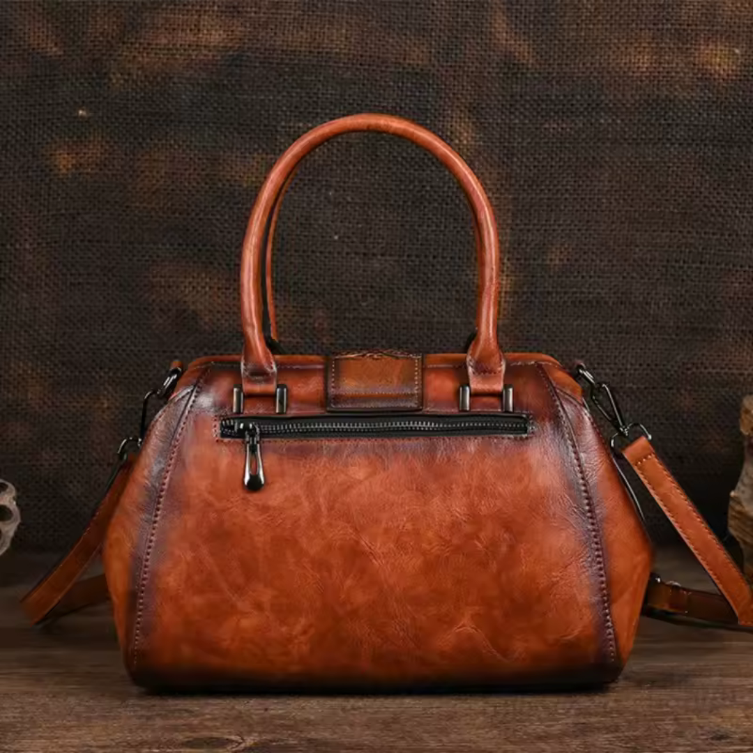 Florina - Sac à main en cuir avec gravure et motif floral