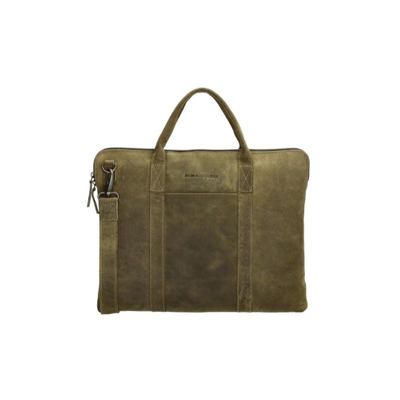 Sac d'affaires en cuir unisexe avec compartiment pour ordinateur portable 15 pouces