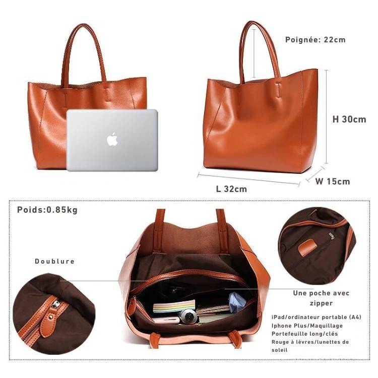 Sac Cabas en Cuir de Luxe pour Femme