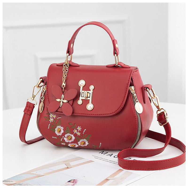 Sac à main pour femmes – Sac à épaule noir de luxe avec broderie