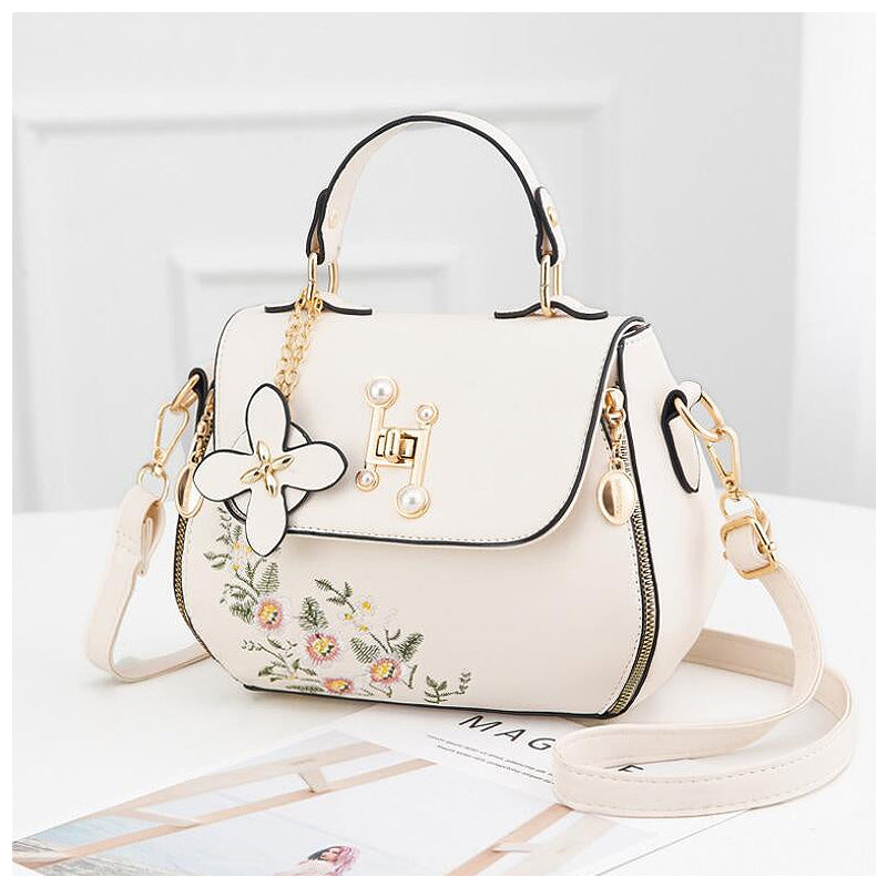 Sac à main pour femmes – Sac à épaule noir de luxe avec broderie