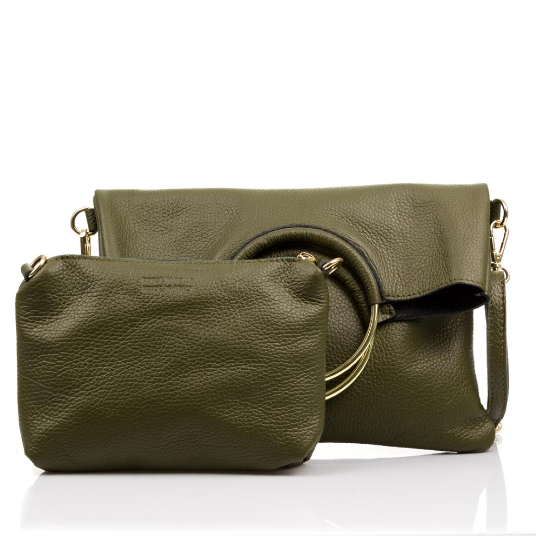 Pochette en cuir italien avec détails métalliques élégants - Set de 2