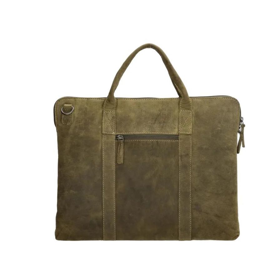 Sac d'affaires en cuir unisexe avec compartiment pour ordinateur portable 15 pouces