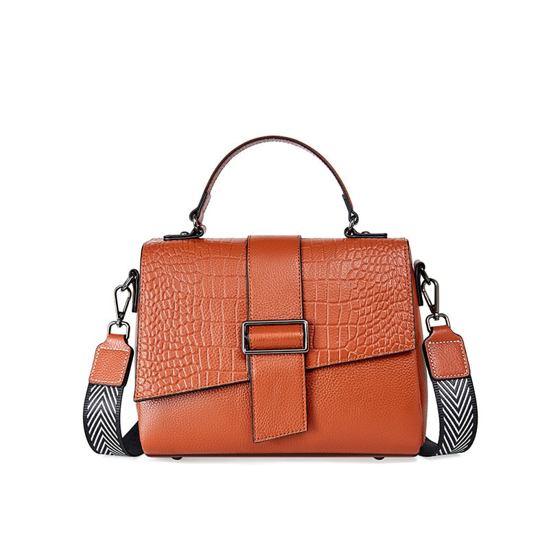 Sac Bandoulière Classique en Cuir à Motif Croco Femme