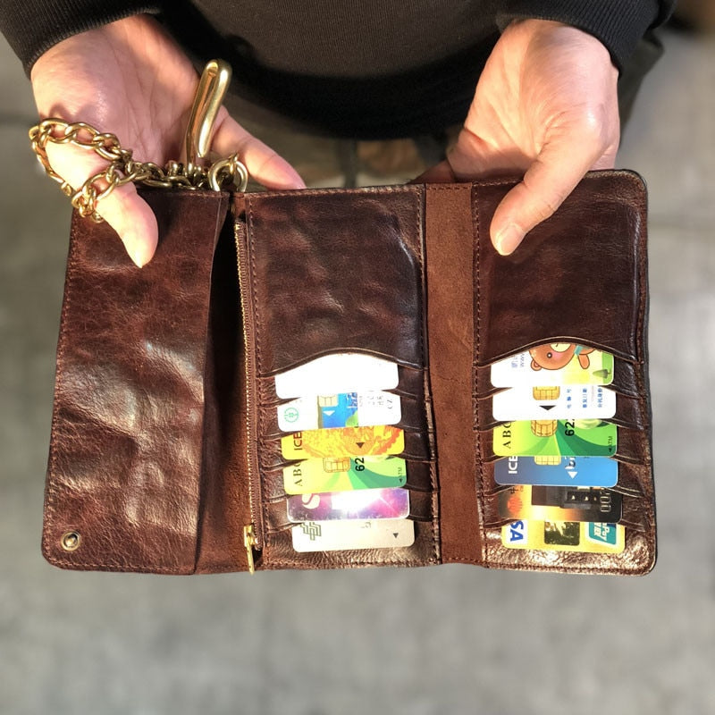 Porte Carte Elégant avec Chaîne en Cuir pour Homme