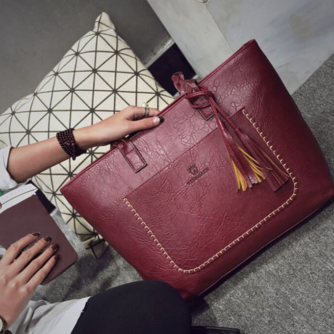 Grand Sac à Main en Cuir Vintage – Parfait pour le Travail & l'Usage Quotidien