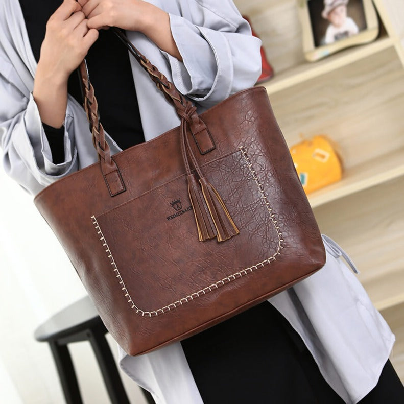 Grand Sac à Main en Cuir Vintage – Parfait pour le Travail & l'Usage Quotidien