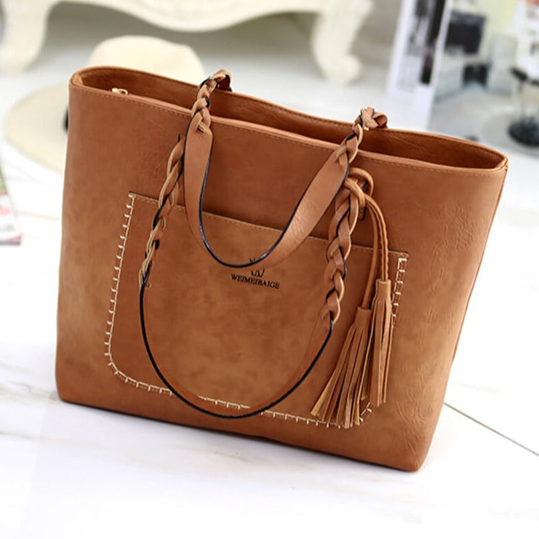 Grand Sac à Main en Cuir Vintage – Parfait pour le Travail & l'Usage Quotidien