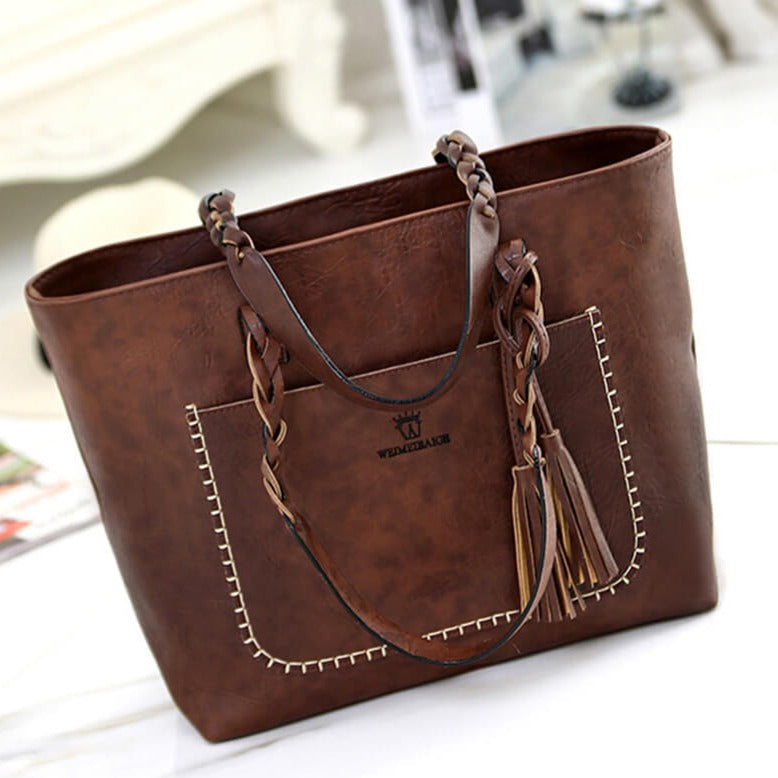 Grand Sac à Main en Cuir Vintage – Parfait pour le Travail & l'Usage Quotidien