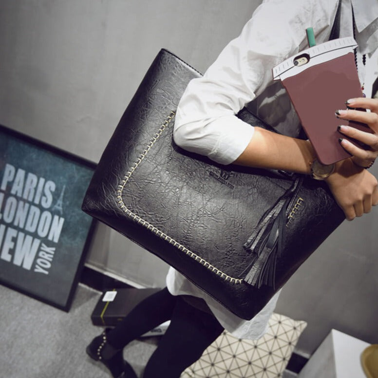 Grand Sac à Main en Cuir Vintage – Parfait pour le Travail & l'Usage Quotidien