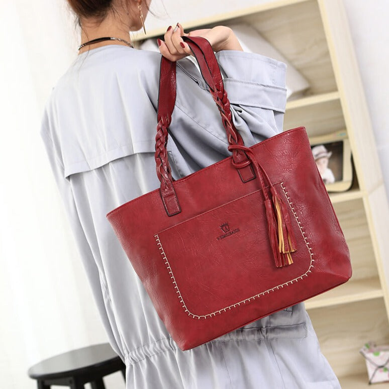 Grand Sac à Main en Cuir Vintage – Parfait pour le Travail & l'Usage Quotidien