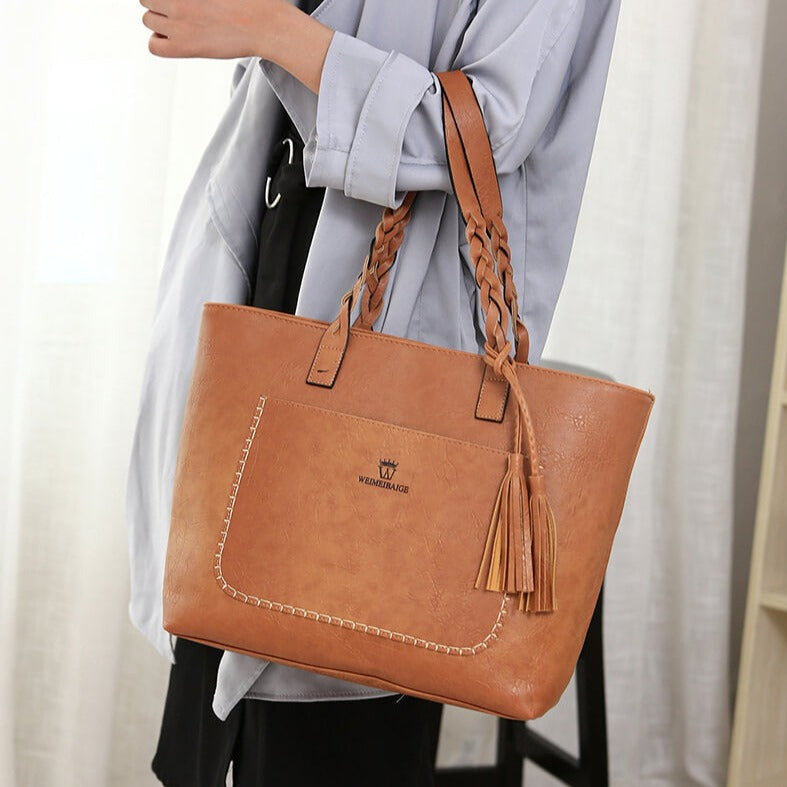 Grand Sac à Main en Cuir Vintage – Parfait pour le Travail & l'Usage Quotidien