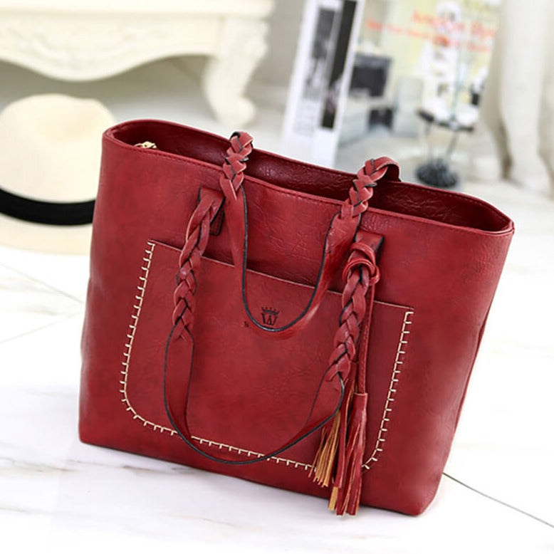 Grand Sac à Main en Cuir Vintage – Parfait pour le Travail & l'Usage Quotidien