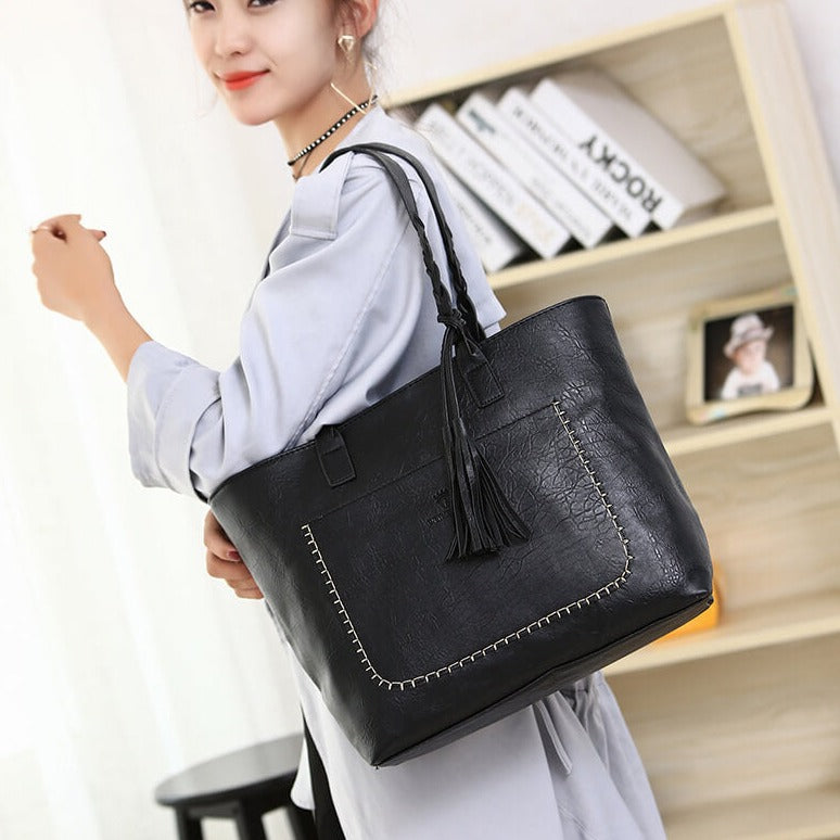 Grand Sac à Main en Cuir Vintage – Parfait pour le Travail & l'Usage Quotidien