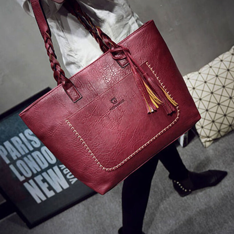 Grand Sac à Main en Cuir Vintage – Parfait pour le Travail & l'Usage Quotidien