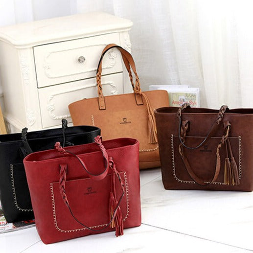 Grand Sac à Main en Cuir Vintage – Parfait pour le Travail & l'Usage Quotidien