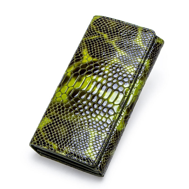 Portefeuille en Cuir de Luxe à Effet Croco pour Femme