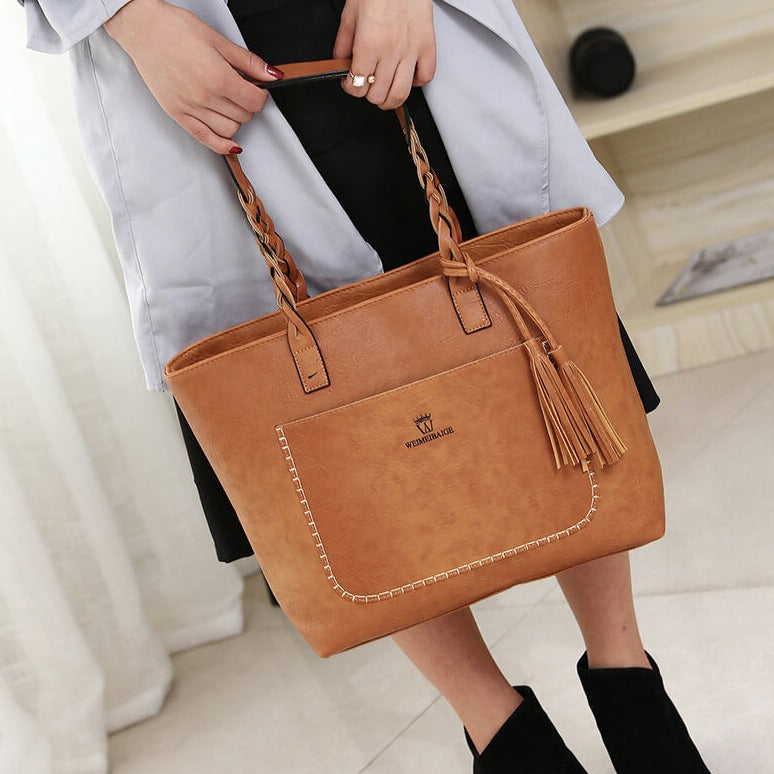 Grand Sac à Main en Cuir Vintage – Parfait pour le Travail & l'Usage Quotidien