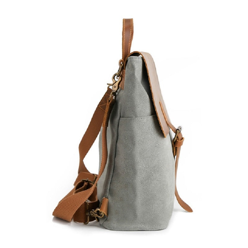 Sac Ordinateur à Dos à Bandoulière Vintage en Toile