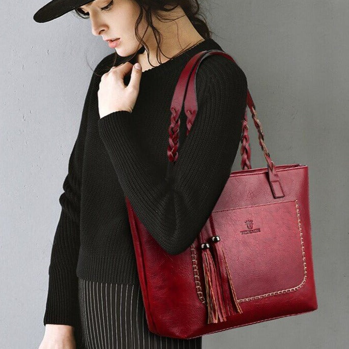 Grand Sac à Main en Cuir Vintage – Parfait pour le Travail & l'Usage Quotidien