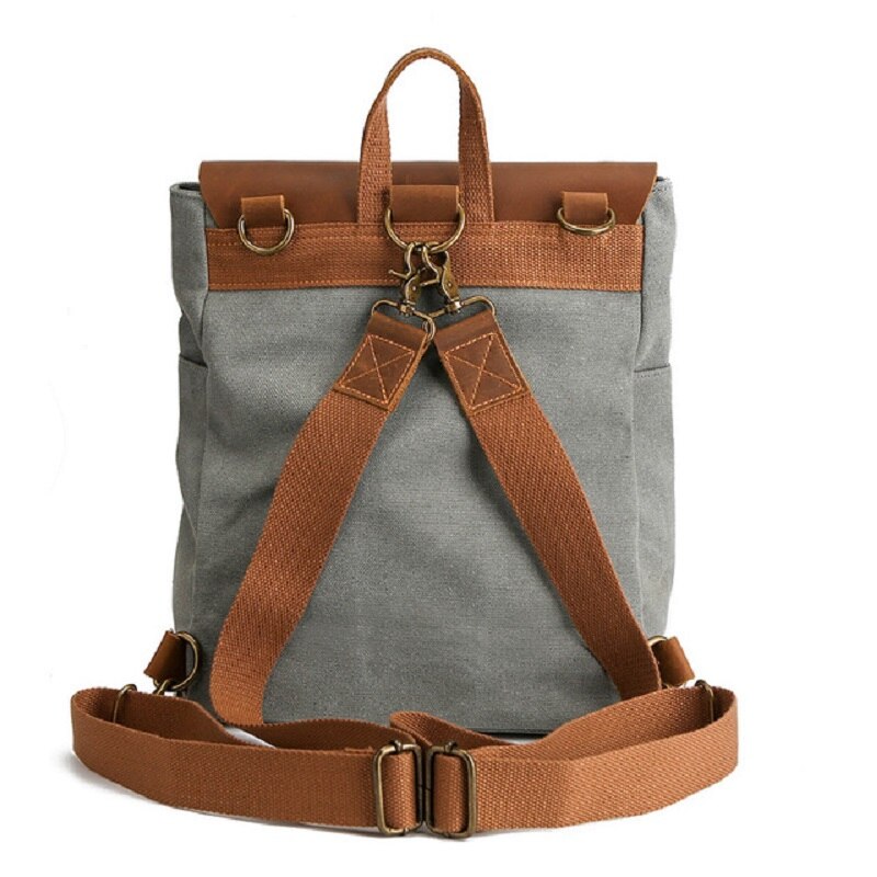 Sac Ordinateur à Dos à Bandoulière Vintage en Toile
