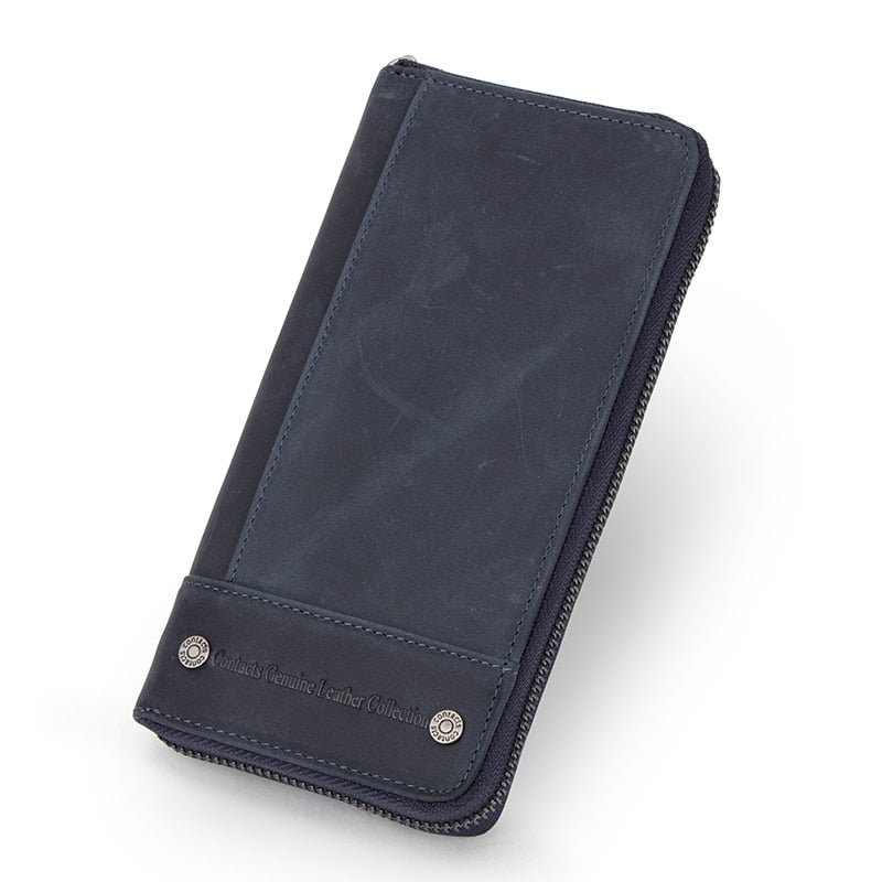 Portefeuille Long à Fermeture Eclair en Cuir Homme