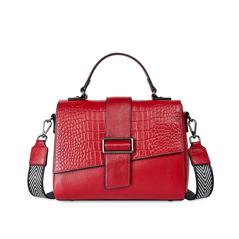 Sac Bandoulière Classique en Cuir à Motif Croco Femme