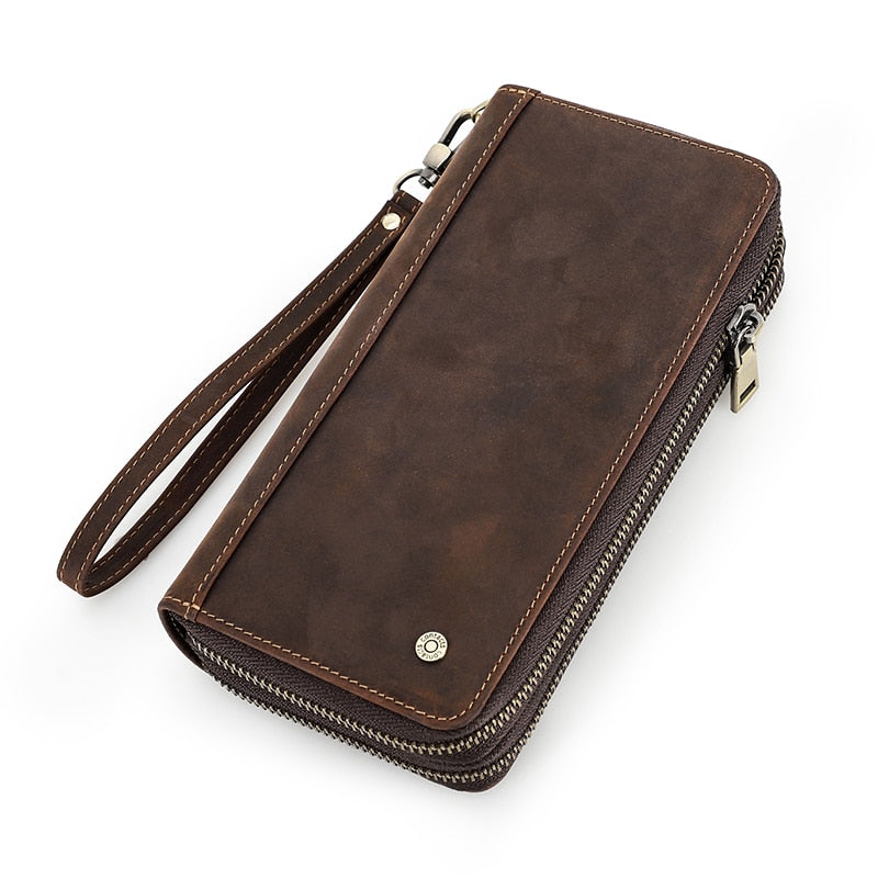 Portefeuille à Bandoulière Multifonction en Cuir Homme