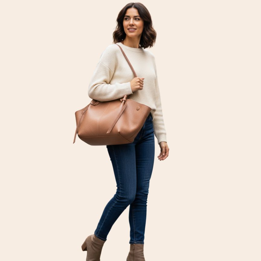 Sac de courses pour femmes en cuir véritable italien : élégant et tendance