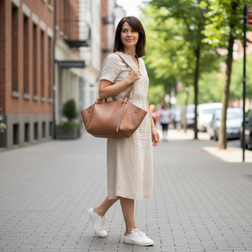 Sac de courses pour femmes en cuir véritable italien : élégant et tendance