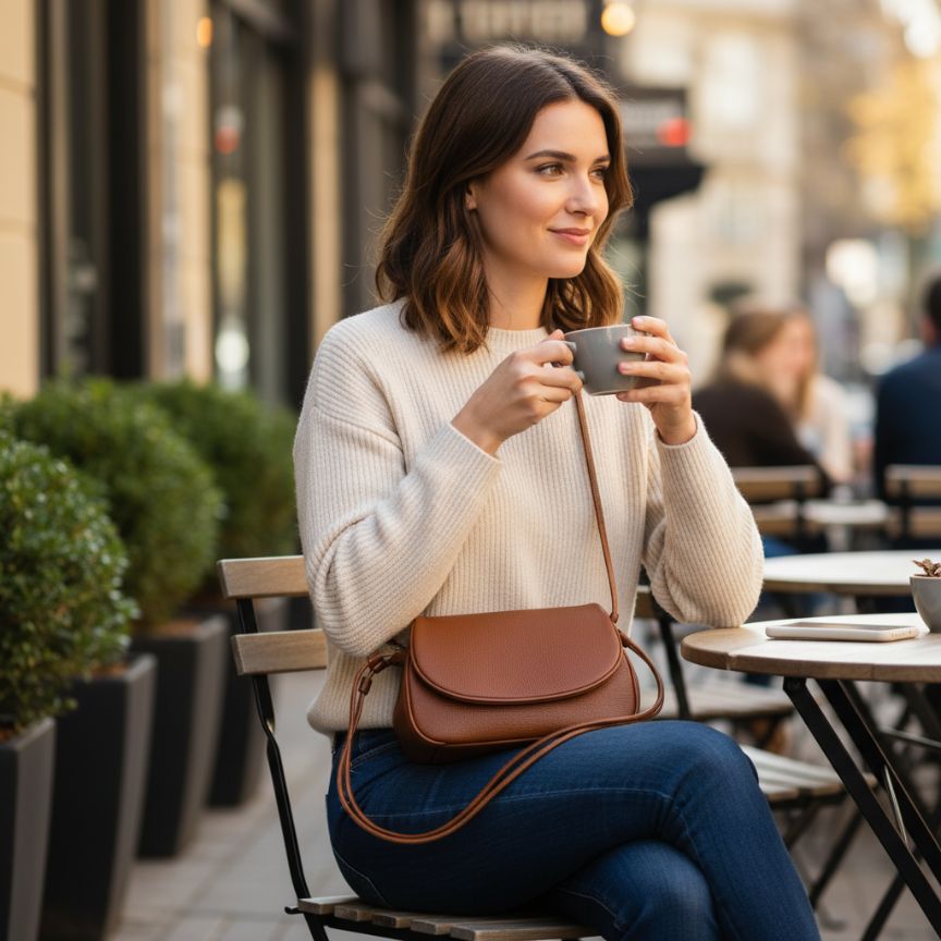 Sac à main en cuir élégant pour femmes - compact, spacieux, simple