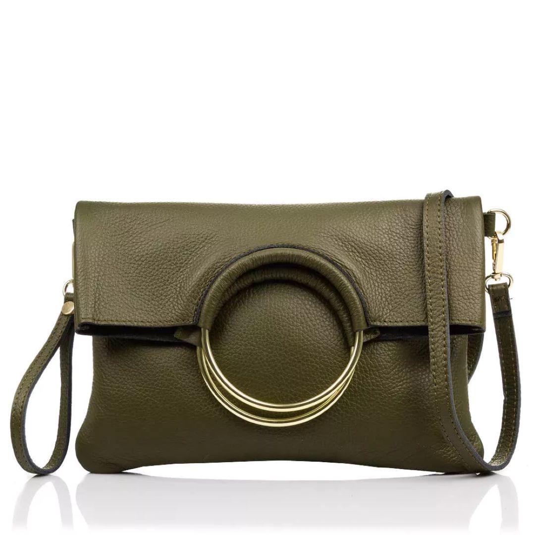 Pochette en cuir italien avec détails métalliques élégants - Set de 2