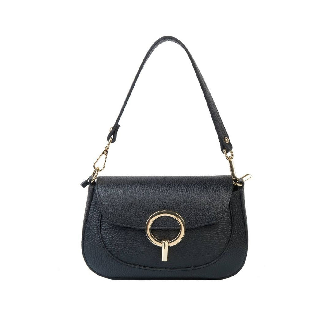 Sac à main en cuir à boucle métallique