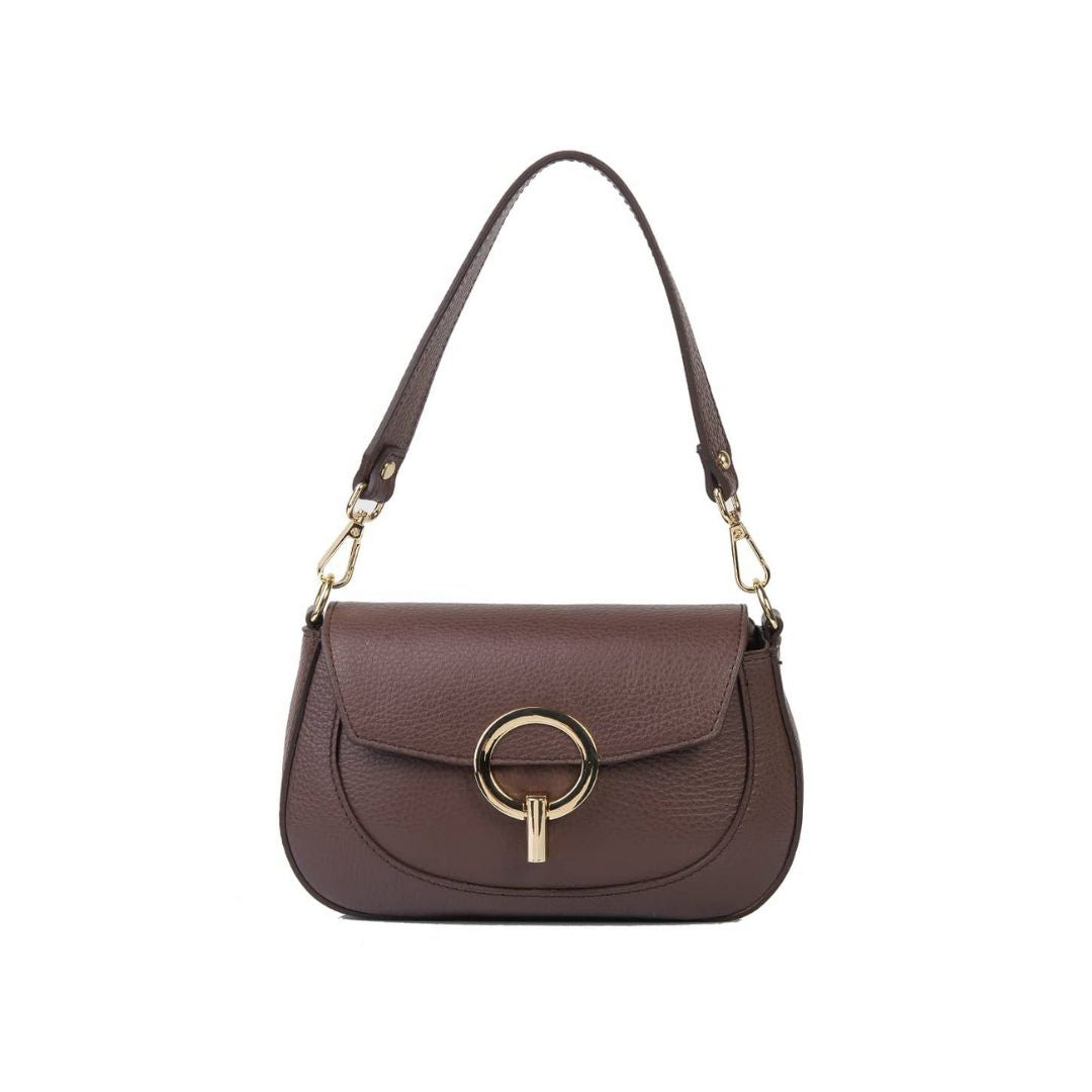 Sac à main en cuir à boucle métallique
