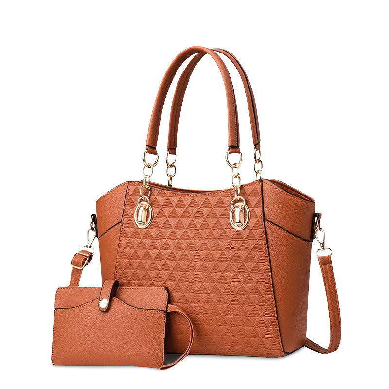 Sac à main élégant pour dames en cuir brun avec bandoulière