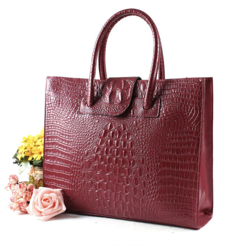 Porte Document à Bandoulière Business en Cuir à Motif Croco