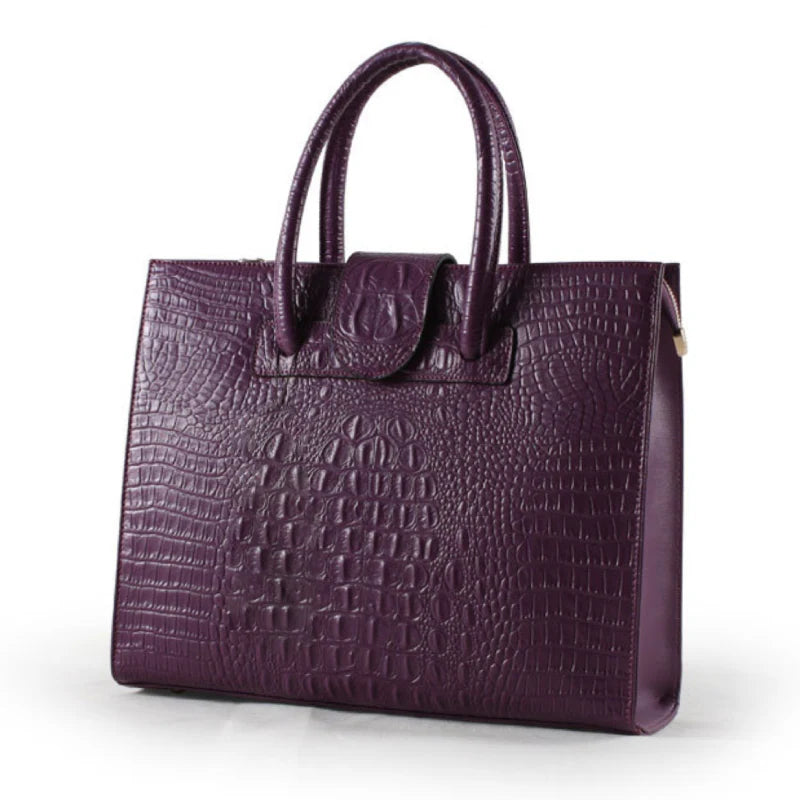 Porte Document à Bandoulière Business en Cuir à Motif Croco