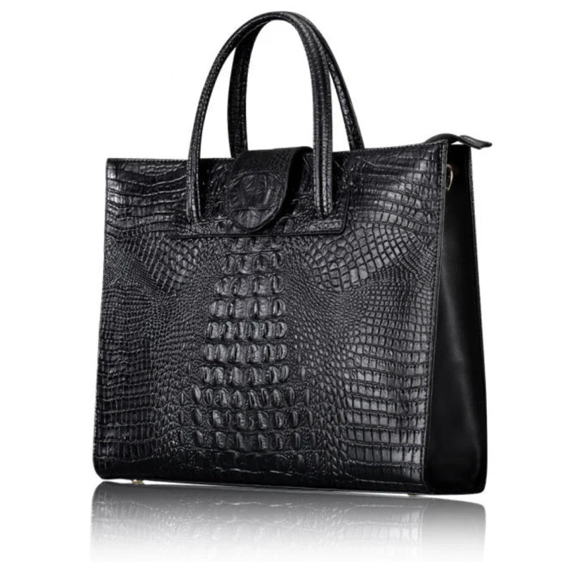 Porte Document à Bandoulière Business en Cuir à Motif Croco