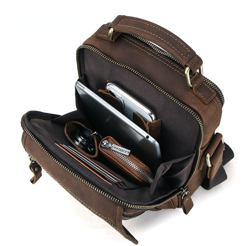 Sac Bandoulière à Epaule Chic en Cuir Vintage pour Homme
