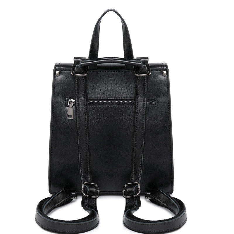 Sac à Dos Carré en Cuir Vintage de Luxe pour Femme