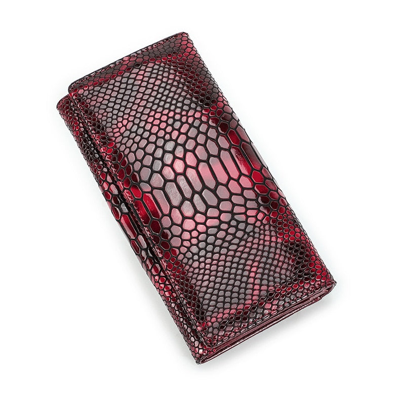 Portefeuille en Cuir de Luxe à Effet Croco pour Femme