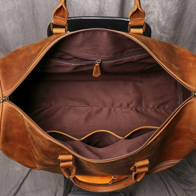 Sac de Voyage Homme en Cuir Léger à Grand Compartiment