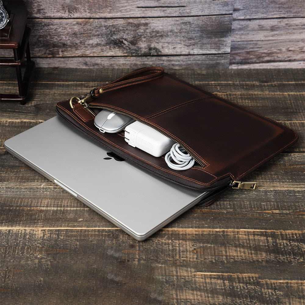 Porte Document Etui Ordinateur Classique en Cuir