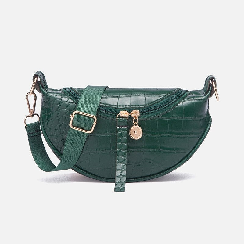 Sacoche Ceinture en Cuir à Motifs Crocodile