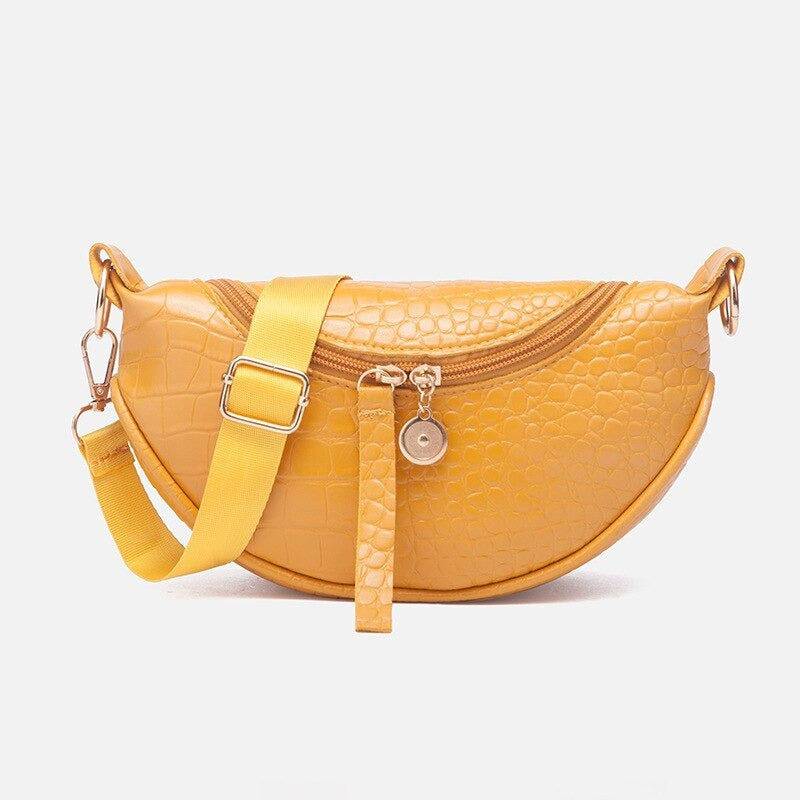 Sacoche Ceinture en Cuir à Motifs Crocodile