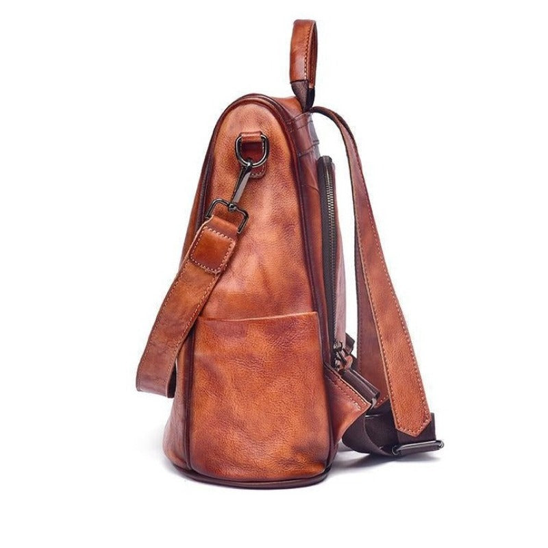Sac à Dos avec Bandoulière en Cuir Vintage pour Femme