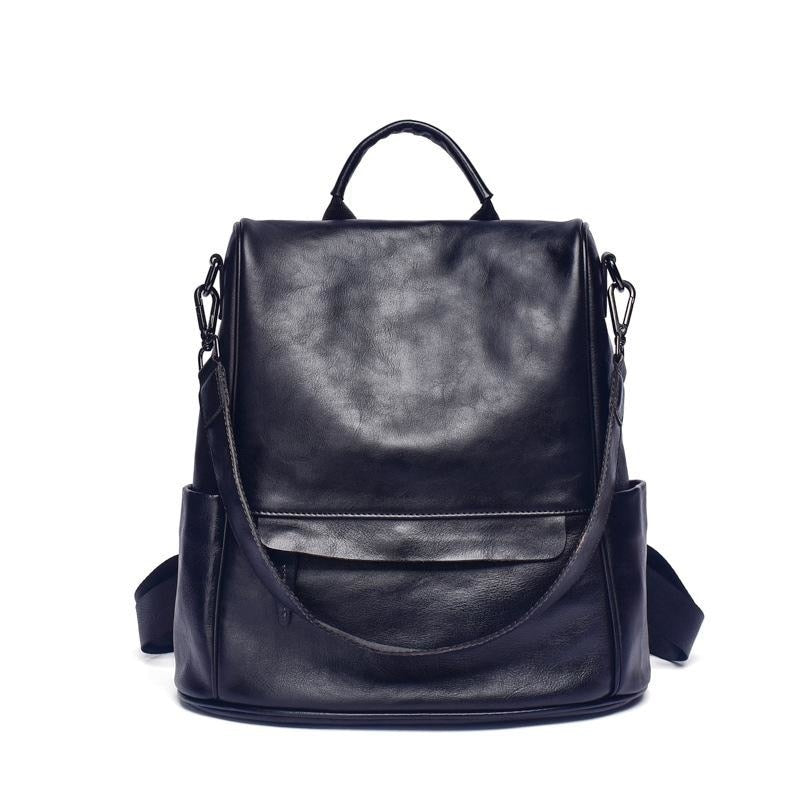 Sac à Dos avec Bandoulière en Cuir Vintage pour Femme
